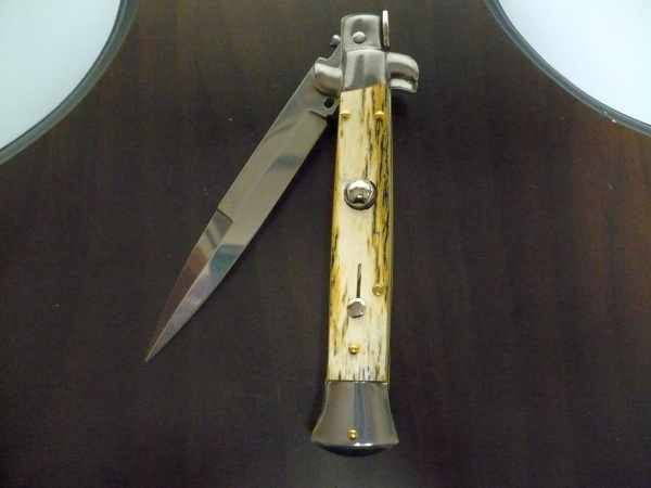 Frank Beltrame, italian stiletto- 23 cm, osso di cammello invecchiato 10 anni, baionetta - 1