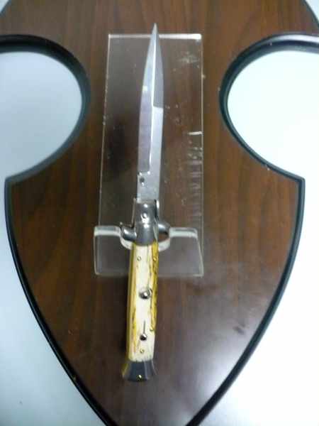 Frank Beltrame, italian stiletto- 23 cm, osso di cammello invecchiato 10 anni, baionetta - 1