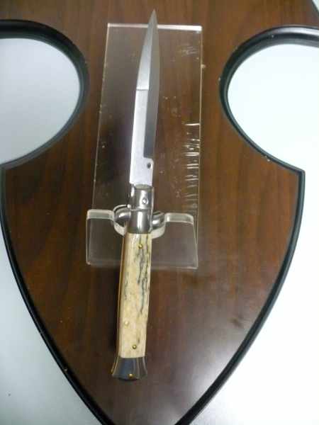 Frank Beltrame, italian stiletto- 23 cm, osso di cammello invecchiato 10 anni, baionetta - 1