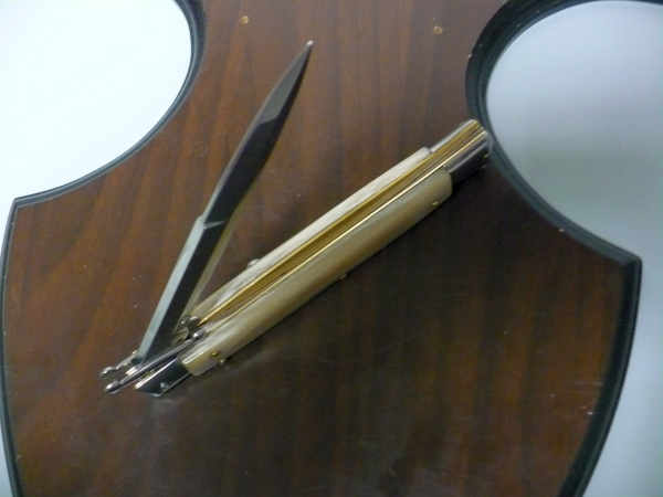 Swinguard Frank Beltrame - italian stiletto 28 cm - punta di corno di bufalo chiaro - lama baionetta  FB 550/48 - 1