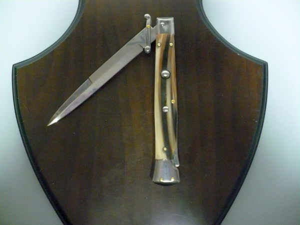 Swinguard Frank Beltrame - italian stiletto 28 cm - punta di corno di bufalo chiaro - lama baionetta  FB 550/48 - 1