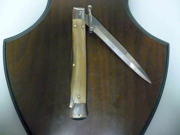 Swinguard Frank Beltrame - italian stiletto 28 cm - punta di corno di bufalo chiaro - lama baionetta  FB 550/48 - 1