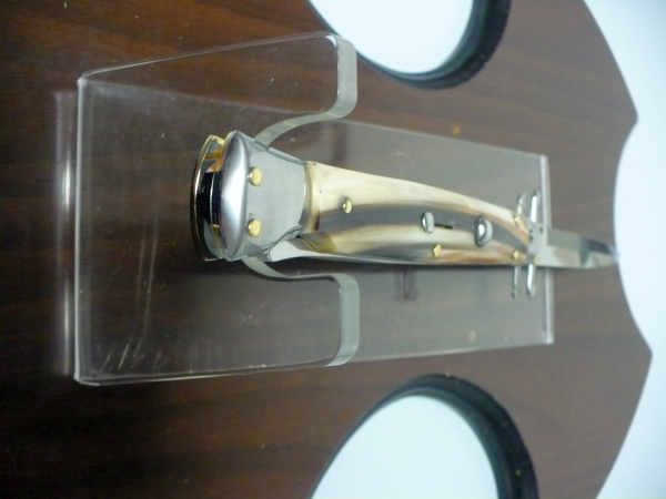 Swinguard Frank Beltrame - italian stiletto 28 cm - punta di corno di bufalo chiaro - lama baionetta  FB 550/48 - 1
