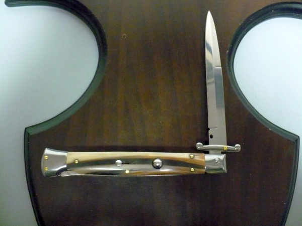 Swinguard Frank Beltrame - italian stiletto 28 cm - punta di corno di bufalo chiaro - lama baionetta  FB 550/48 - 1