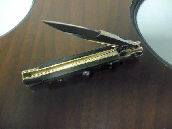 Frank Beltrame -  italian stiletto 20cm, bufalo scuro -lama baionetta - 20FB/58B - 1