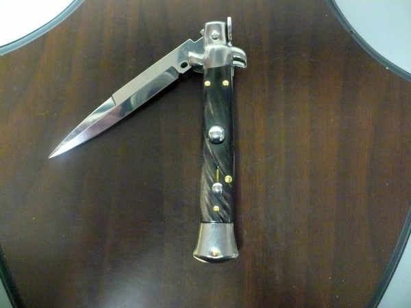 Frank Beltrame -  italian stiletto 20cm, bufalo scuro -lama baionetta - 20FB/58B - 1