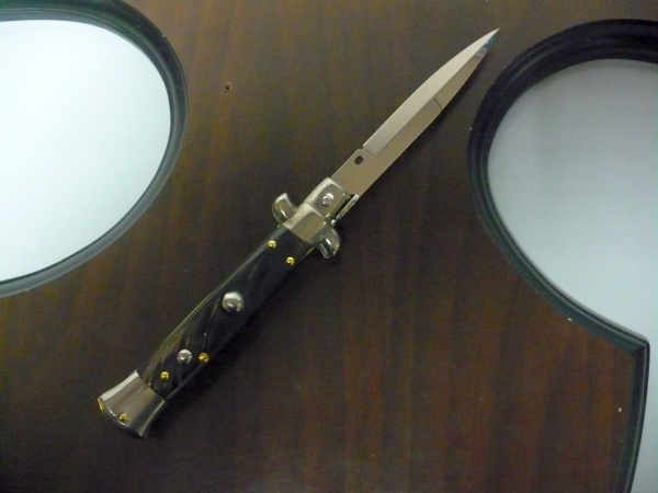 Frank Beltrame -  italian stiletto 20cm, bufalo scuro -lama baionetta - 20FB/58B - 1