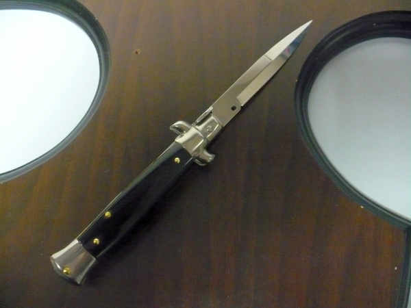 Frank Beltrame -  italian stiletto 20cm, bufalo scuro -lama baionetta - 20FB/58B - 1