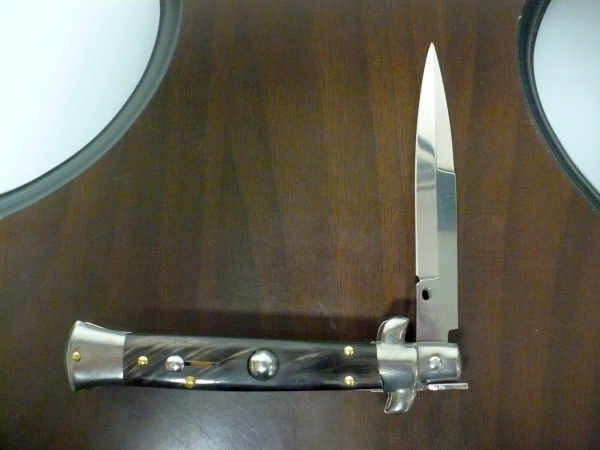 Frank Beltrame -  italian stiletto 20cm, bufalo scuro -lama baionetta - 20FB/58B - 1