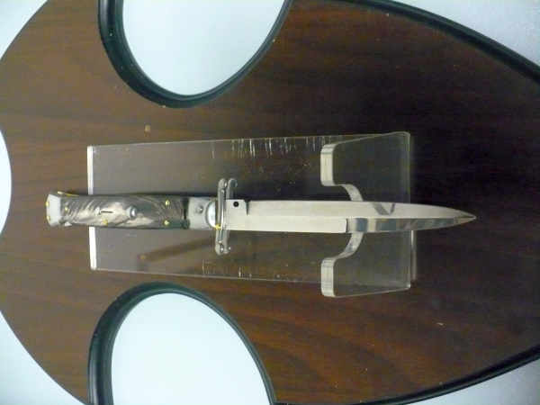 Swinguard Frank Beltrame - italian stiletto 28 cm - corno di bufalo scuro - lama baionetta FB 550/58- 1