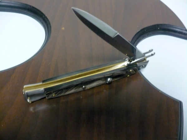 Swinguard Frank Beltrame - italian stiletto 28 cm - corno di bufalo scuro - lama baionetta FB 550/58- 1