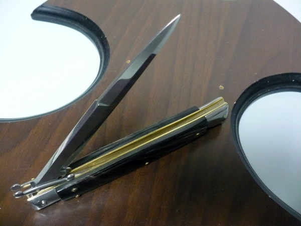 Swinguard Frank Beltrame - italian stiletto 28 cm - corno di bufalo scuro - lama baionetta FB 550/58- 1
