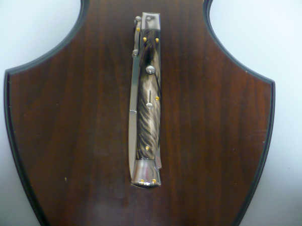 Swinguard Frank Beltrame - italian stiletto 28 cm - corno di bufalo scuro - lama baionetta FB 550/58- 1