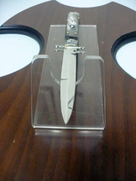 Swinguard Frank Beltrame - italian stiletto 28 cm - corno di bufalo scuro - lama baionetta FB 550/58- 1