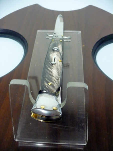 Swinguard Frank Beltrame - italian stiletto 28 cm - corno di bufalo scuro - lama baionetta FB 550/58- 1