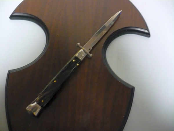 Swinguard Frank Beltrame - italian stiletto 28 cm - corno di bufalo scuro - lama baionetta FB 550/58- 1