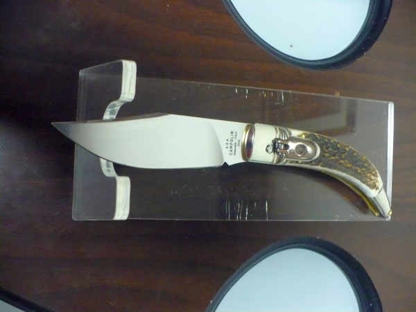 Campolin, coltello a scatto , diana leverlock -21,50 cm- corno di  cervo, switchblade deer horn - 1