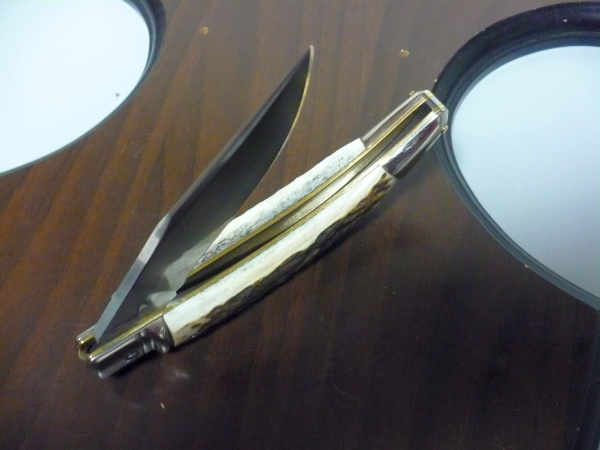 Campolin, coltello a scatto , diana leverlock -21,50 cm- corno di  cervo, switchblade deer horn - 1