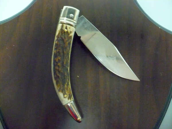 Campolin, coltello a scatto , diana leverlock -21,50 cm- corno di  cervo, switchblade deer horn - 1