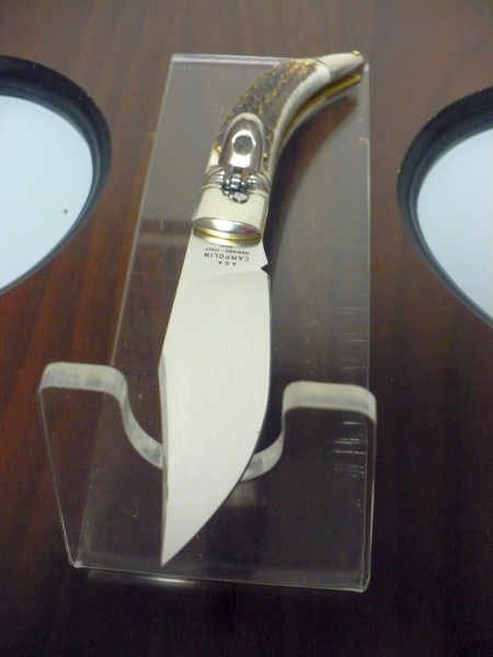 Campolin, coltello a scatto , diana leverlock -21,50 cm- corno di  cervo, switchblade deer horn - 1