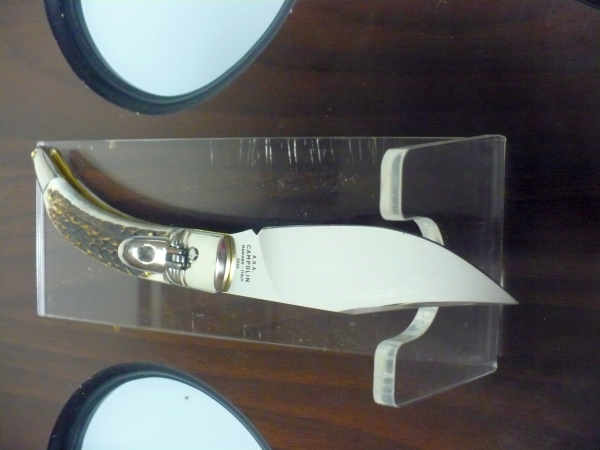 Campolin, coltello a scatto , diana leverlock -21,50 cm- corno di  cervo, switchblade deer horn - 1