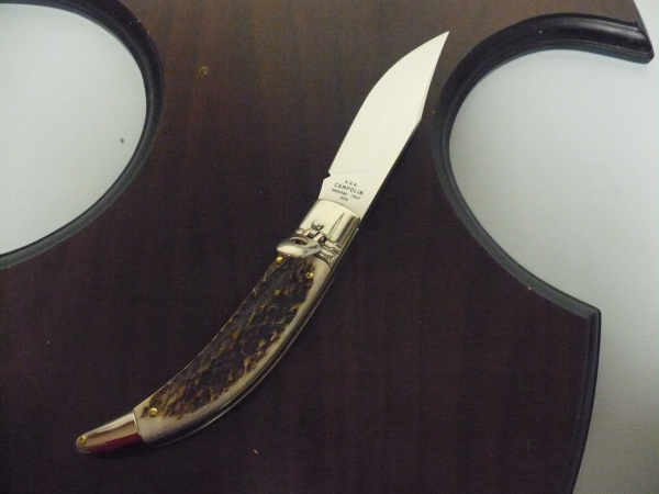 Campolin, coltello a scatto , diana leverlock -21,50 cm- corno di  cervo, switchblade deer horn - 1