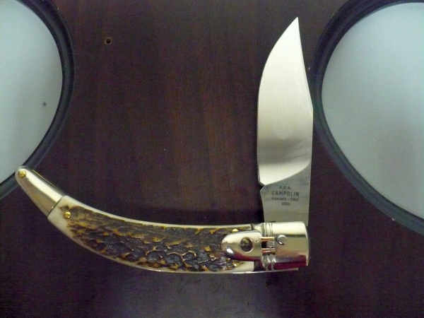 Campolin, coltello a scatto , diana leverlock -21,50 cm- corno di  cervo, switchblade deer horn - 1