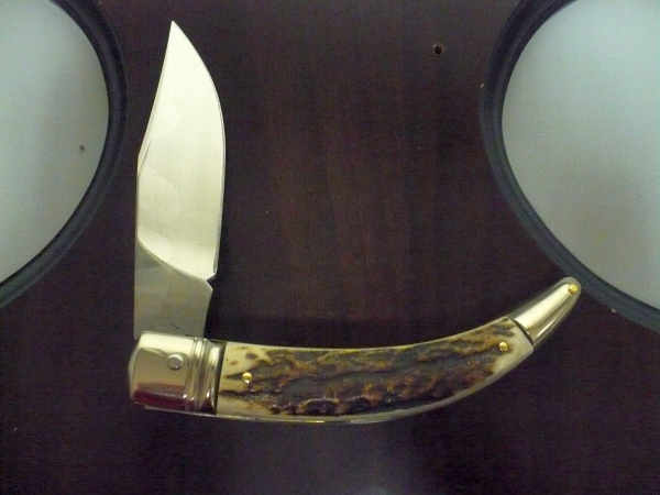 Campolin, coltello a scatto , diana leverlock -21,50 cm- corno di  cervo, switchblade deer horn - 1