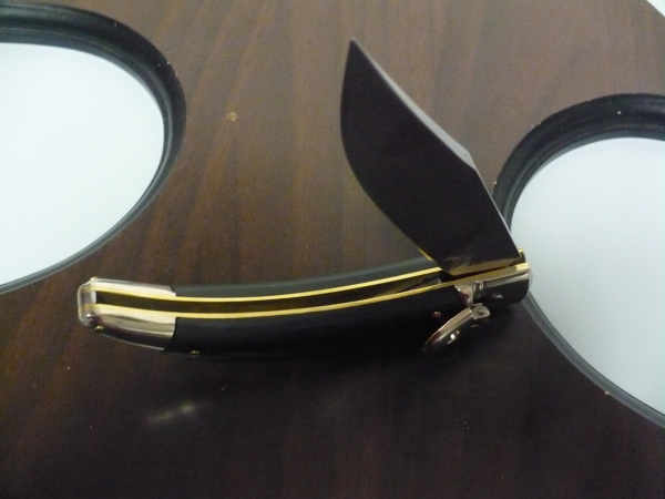Campolin, coltello a scatto , diana leverlock -21,50 cm-legno di ebano, switchblade, ebony wood - 1