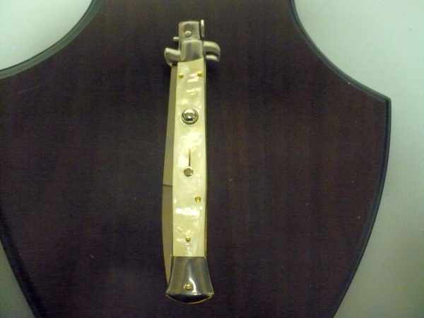 Frank Beltrame, italian stiletto, coltello a scatto - 28 cm , madreperla -mother of pearl - modello FB 28/96 B