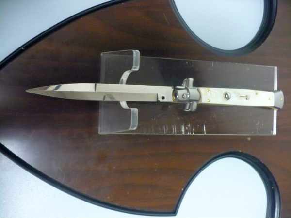 Frank Beltrame, italian stiletto, coltello a scatto - 28 cm , madreperla -mother of pearl - modello FB 28/96 B