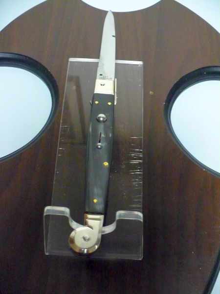 Siciliano,Picklock A.G.A. Campolin sicilian fighting - italian stiletto 30 cm - corno di bufalo brasiliano / brazilian buffalo horn - 1