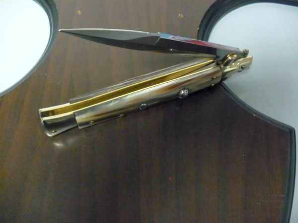 Picklock - Frank Beltrame - Italian stiletto -pugnale 28 cm, lama baionetta- punta di corno di bufalo chiaro- FB P28/48 -1