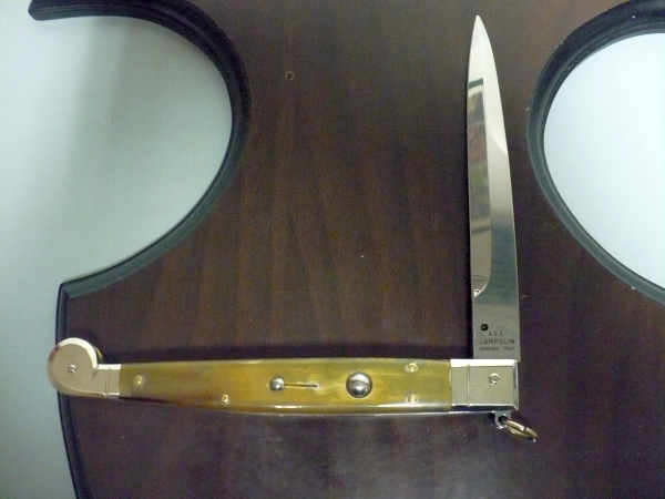 Siciliano A.G.A. Campolin sicilian fighting - italian stiletto 30 cm - buffalo chiaro horn - 1