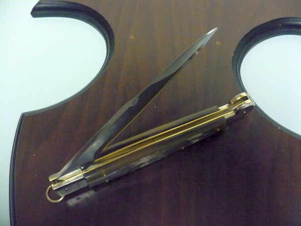 Siciliano A.G.A. Campolin sicilian fighting - italian stiletto 30 cm - buffalo chiaro horn - 1