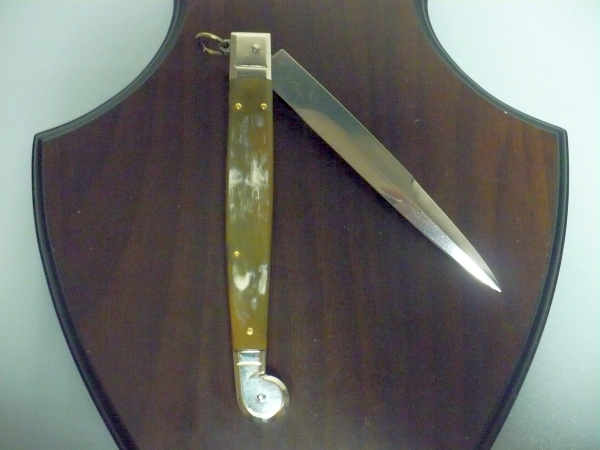 Siciliano A.G.A. Campolin sicilian fighting - italian stiletto 30 cm - buffalo chiaro horn - 1