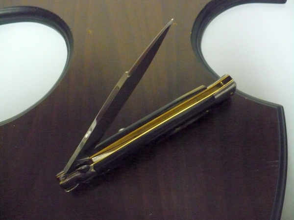Frank Beltrame - italian stiletto, coltello a scatto, 28 cm -bufalo brasiliano, lama swedge FB 28/09Sw-1