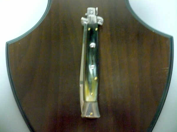 Frank Beltrame - italian stiletto, coltello a scatto, 28 cm -bufalo brasiliano, lama swedge FB 28/09Sw-1