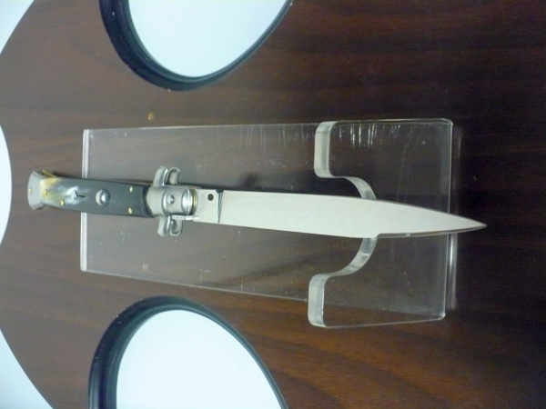 Frank Beltrame - italian stiletto, coltello a scatto, 28 cm -bufalo brasiliano, lama swedge FB 28/09Sw-1