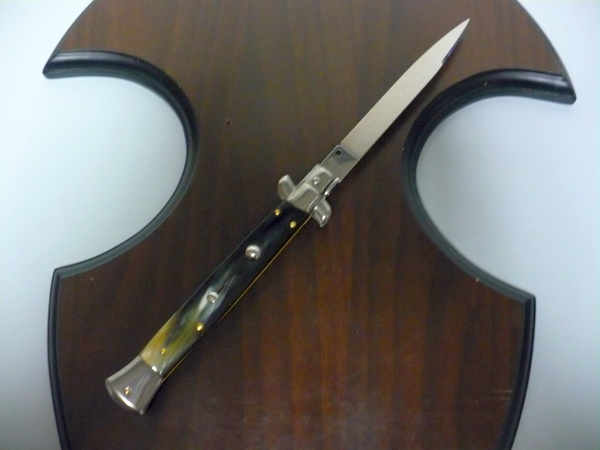 Frank Beltrame - italian stiletto, coltello a scatto, 28 cm -bufalo brasiliano, lama swedge FB 28/09Sw-1