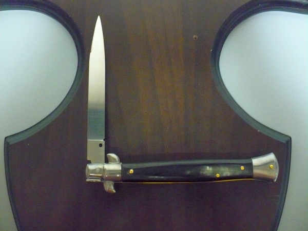 Frank Beltrame - italian stiletto, coltello a scatto, 28 cm -bufalo brasiliano, lama swedge FB 28/09Sw-1