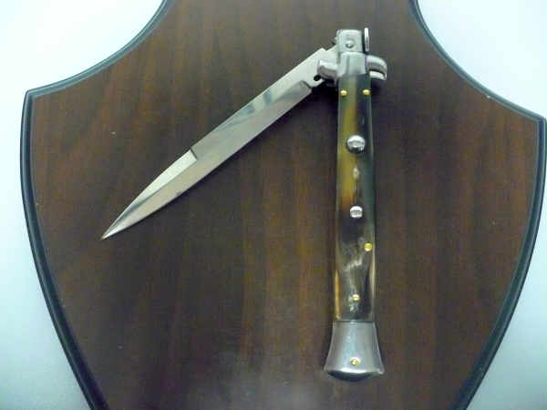 Frank Beltrame , italian stiletto , pugnale - 28 cm , corno di bufalo scuro,baionetta, modello FB 28/58B - 10