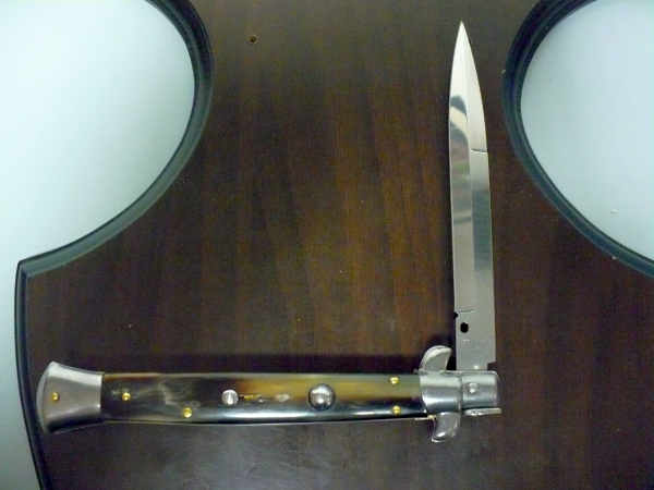 Frank Beltrame , italian stiletto , pugnale - 28 cm , corno di bufalo scuro,baionetta, modello FB 28/58B - 10