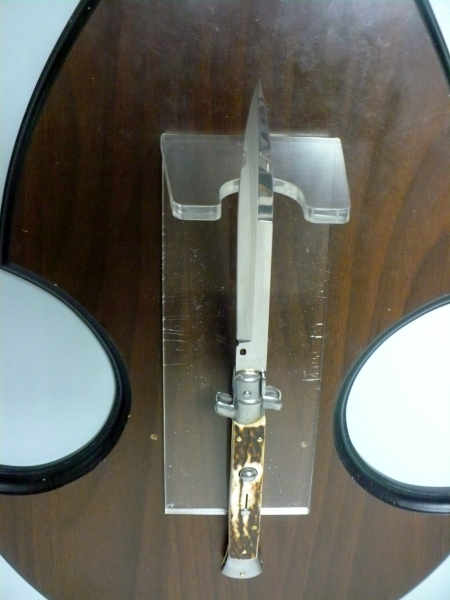 Coltello a scatto - pugnale -Frank Beltrame - italian stiletto 28 cm - corno di cervo / deer horn, lama baionetta- FB 28/63B- 11