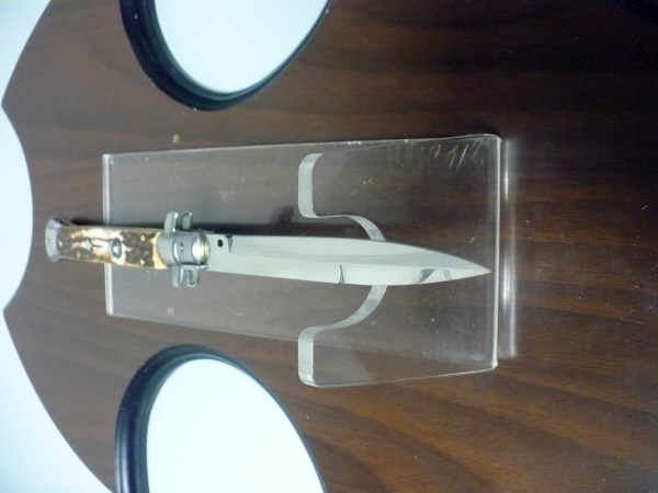 Coltello a scatto - pugnale -Frank Beltrame - italian stiletto 28 cm - corno di cervo / deer horn, lama baionetta- FB 28/63B- 11