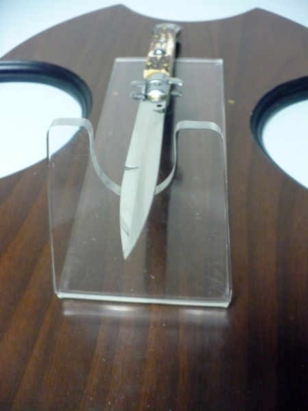 Coltello a scatto - pugnale -Frank Beltrame - italian stiletto 28 cm - corno di cervo / deer horn, lama baionetta- FB 28/63B- 11