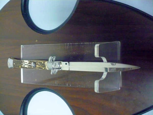 Coltello a scatto - pugnale -Frank Beltrame - italian stiletto 28 cm - corno di cervo / deer horn, lama dagger -  FB 28/63D - 11