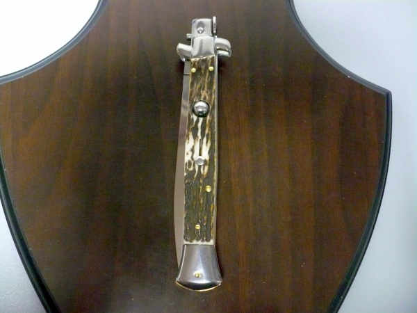 Coltello a scatto - pugnale -Frank Beltrame - italian stiletto 28 cm - corno di cervo / deer horn, lama dagger -  FB 28/63D - 11