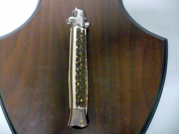 Coltello a scatto - pugnale -Frank Beltrame - italian stiletto 28 cm - corno di cervo / deer horn, lama dagger -  FB 28/63D - 11