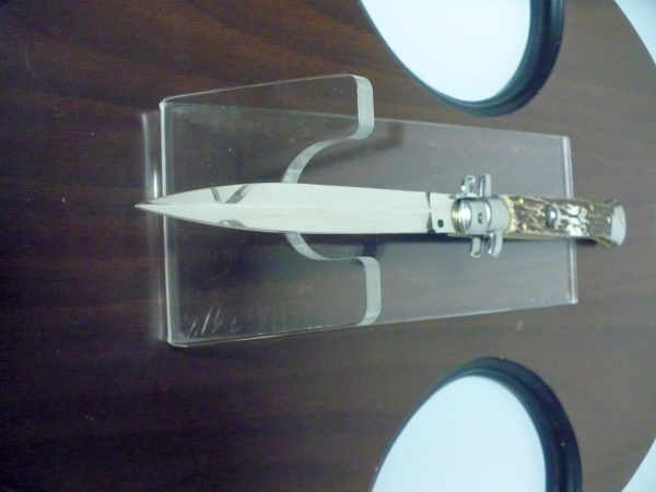 Coltello a scatto - pugnale -Frank Beltrame - italian stiletto 28 cm - corno di cervo / deer horn, lama dagger -  FB 28/63D - 11